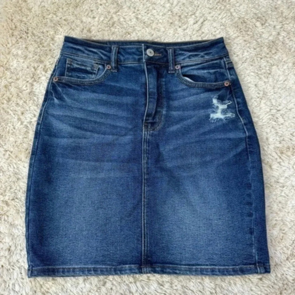 American Eagle Womens Denim  Mom Pencil Skirt size 0